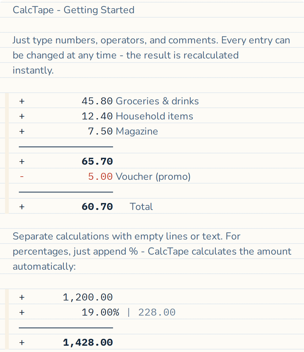 Percentages are calculated automatically