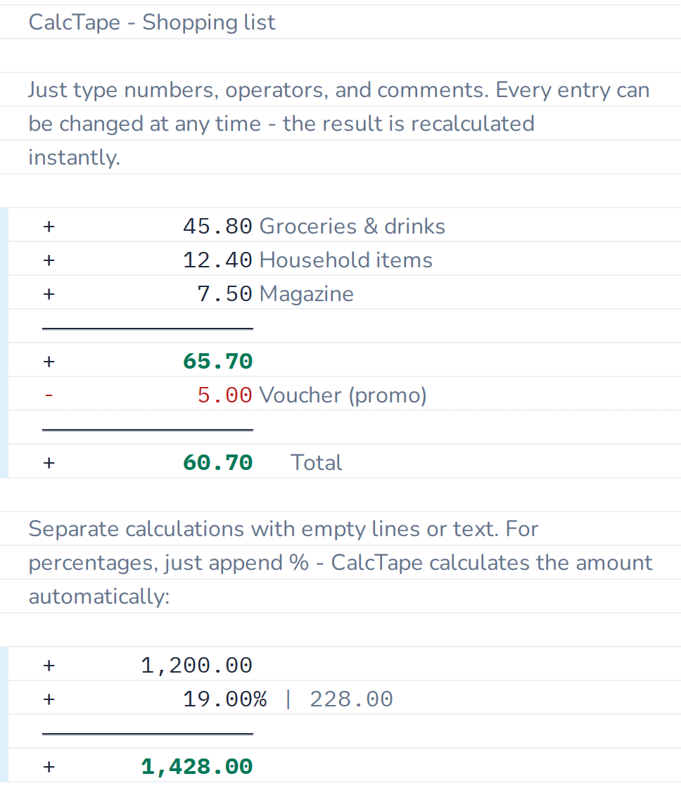 Percentages are calculated automatically