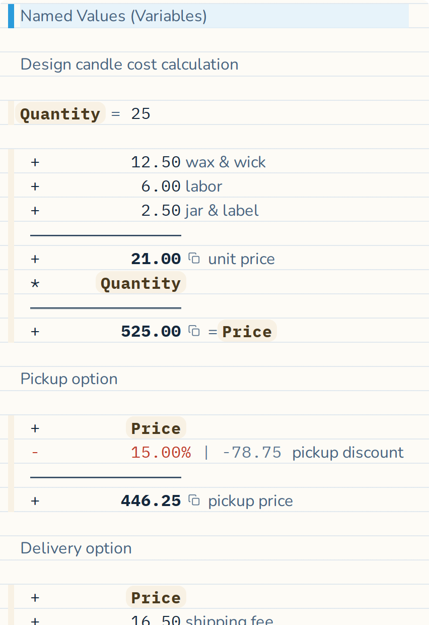 Working with named values