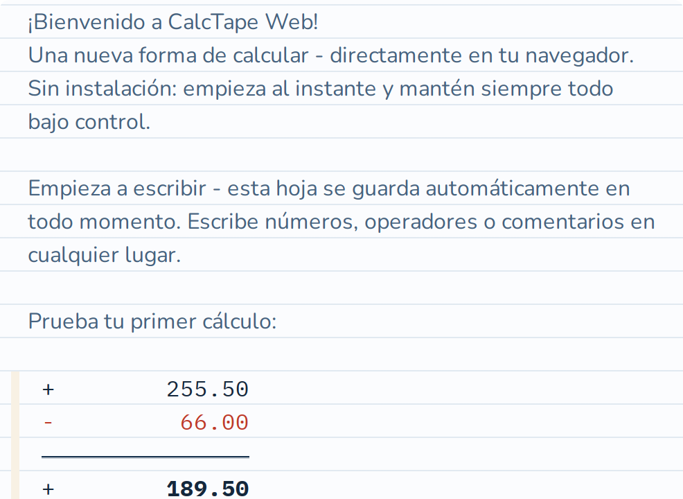 Un cálculo, línea por línea