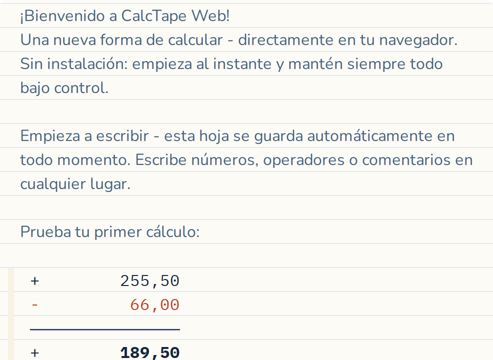 Un cálculo, línea por línea