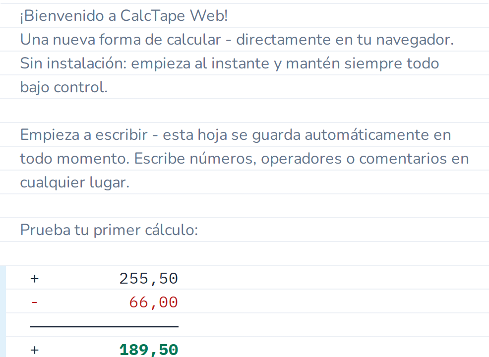 Un cálculo, línea por línea