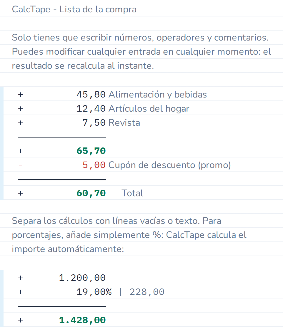 Los porcentajes se calculan automáticamente
