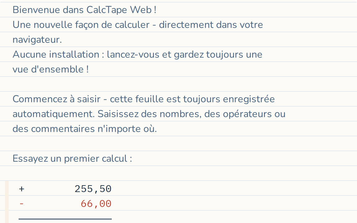 Un calcul, ligne par ligne