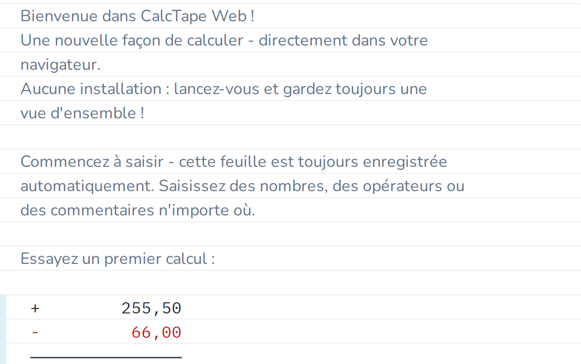 Un calcul, ligne par ligne