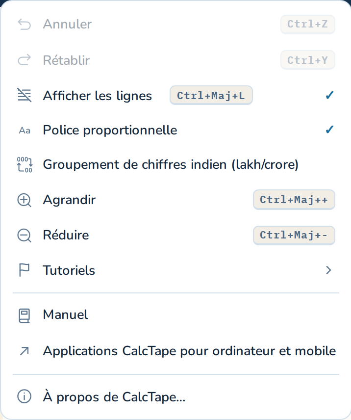 Le menu