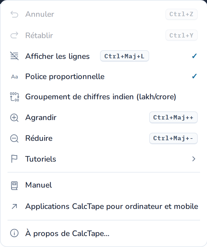 Le menu