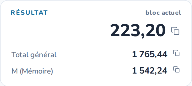 Le panneau de résultat