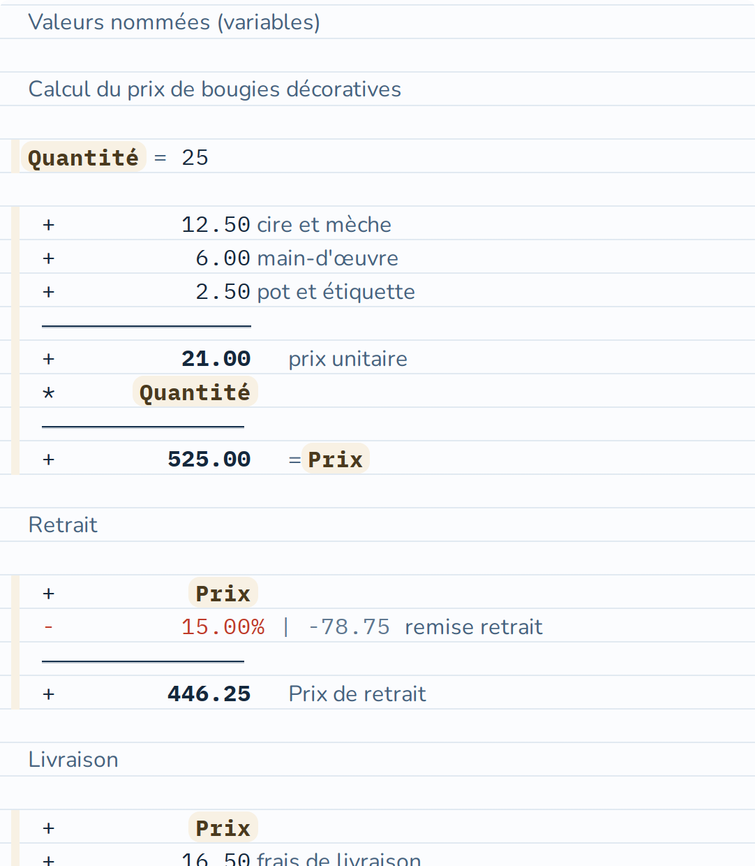 Travailler avec des valeurs nommées
