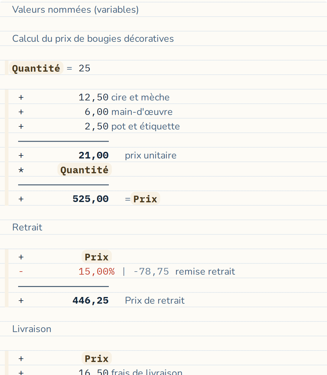 Travailler avec des valeurs nommées