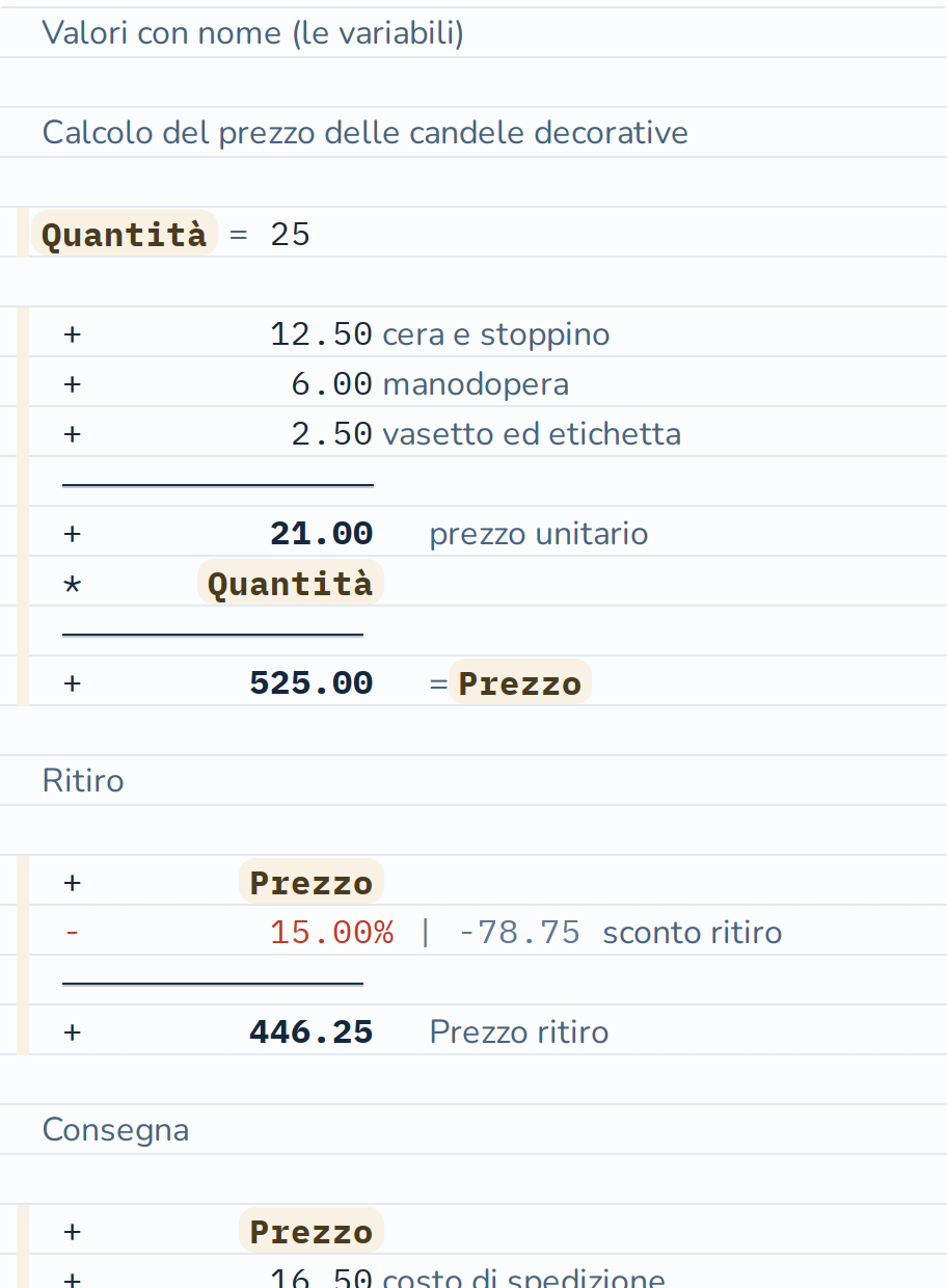 Lavorare con valori con nome