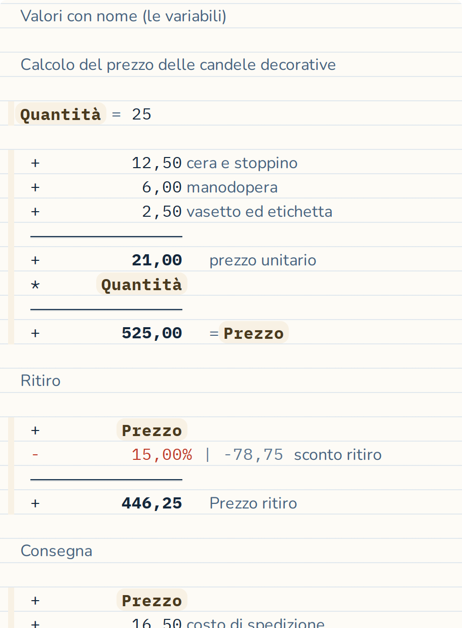 Lavorare con valori con nome