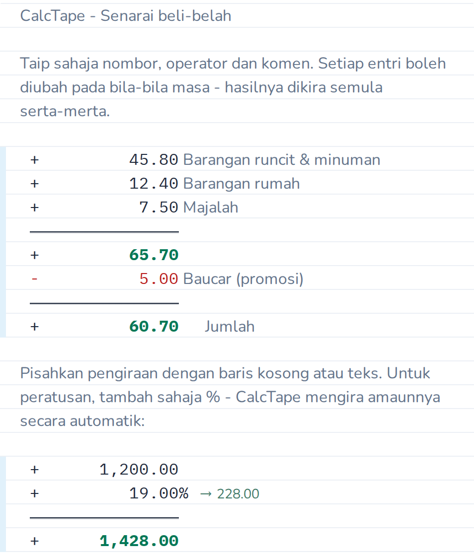 Peratusan dikira secara automatik