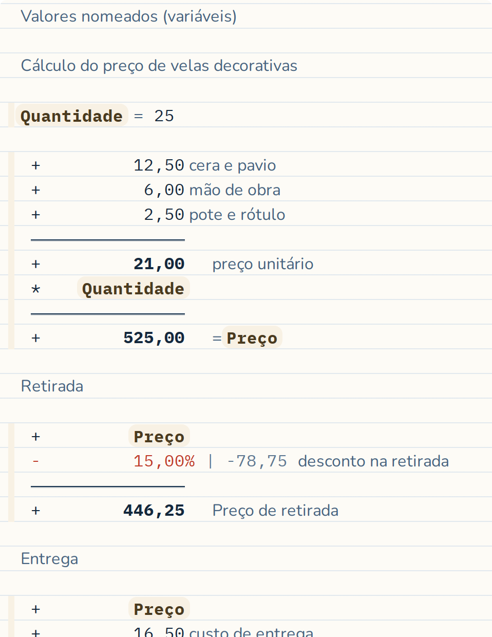 Trabalhando com valores nomeados